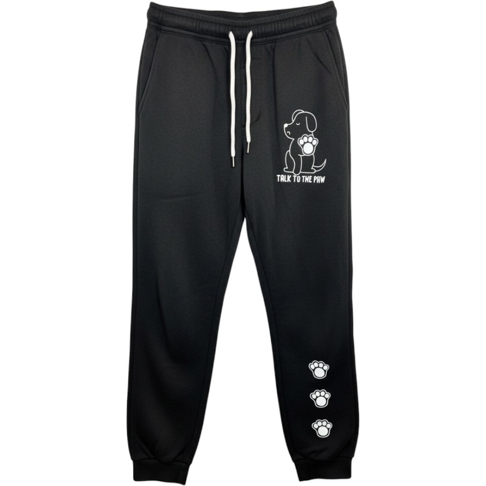 Women's Joggers Black Talk to the Paw Dog Graphic Fleece Lined Sweatpants 1XL